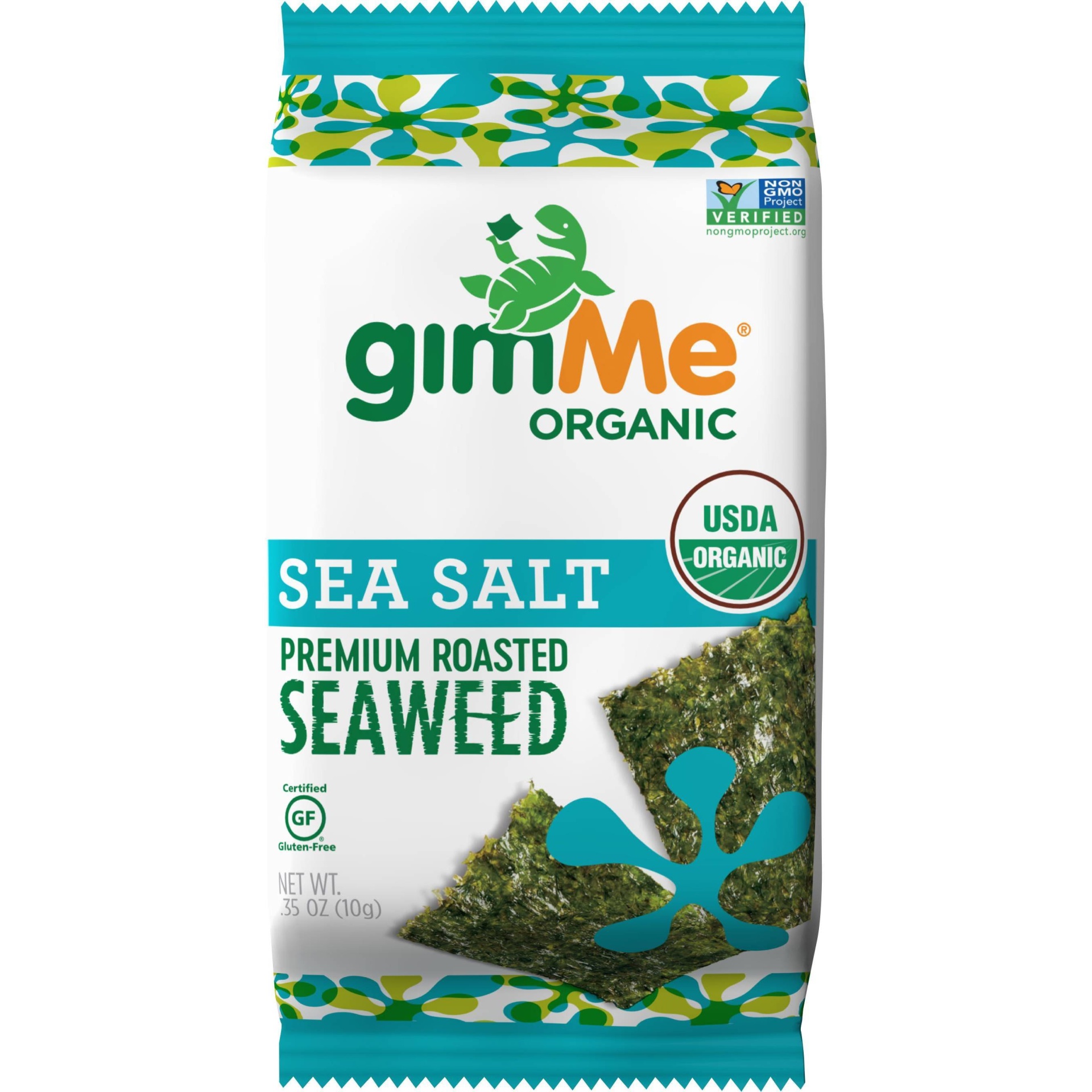 slide 1 of 4, GimMe Organic Roasted Seaweed Snack Sea Salt, 0.35 oz