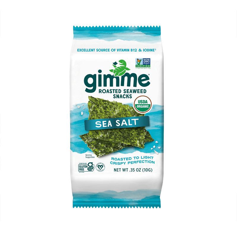 slide 1 of 6, GimMe Organic Roasted Seaweed Snack Sea Salt .35oz, 0.35 oz