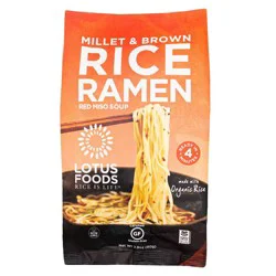 Lotus Foods Organic Gluten Free and Vegan Red Miso Soup Millet and Brown Rice Ramen - 2.8oz.