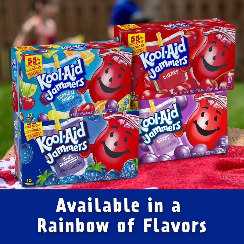 slide 5 of 10, Kool-Aid Jammers Blue Raspberry Juice Drinks - 10pk/6 fl oz Pouches, 10 ct; 6 fl oz