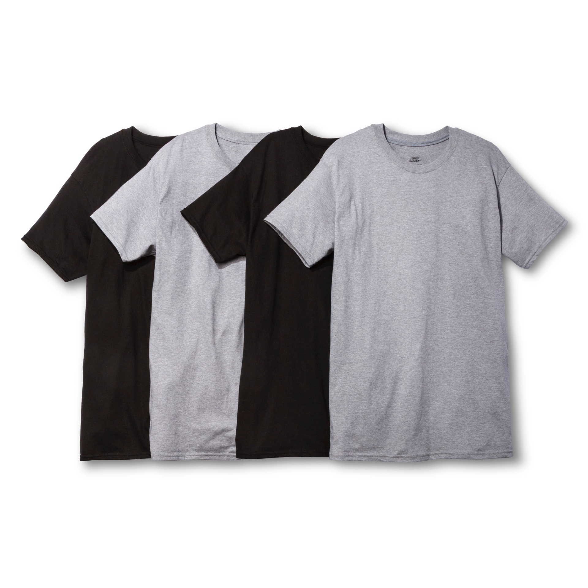 slide 1 of 2, Hanes Men's Dri Crew Neck T-Shirt - Black/Gray L, 4 ct