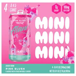 Alani Nu Mini Pink Slush Sugar Free Energy Drink 8.4 fl oz (Pack of 4)