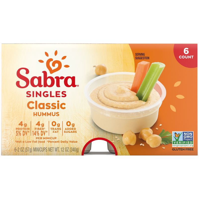 slide 4 of 6, Sabra Classic Hummus Singles - 12oz/6ct, 6 ct; 12 oz