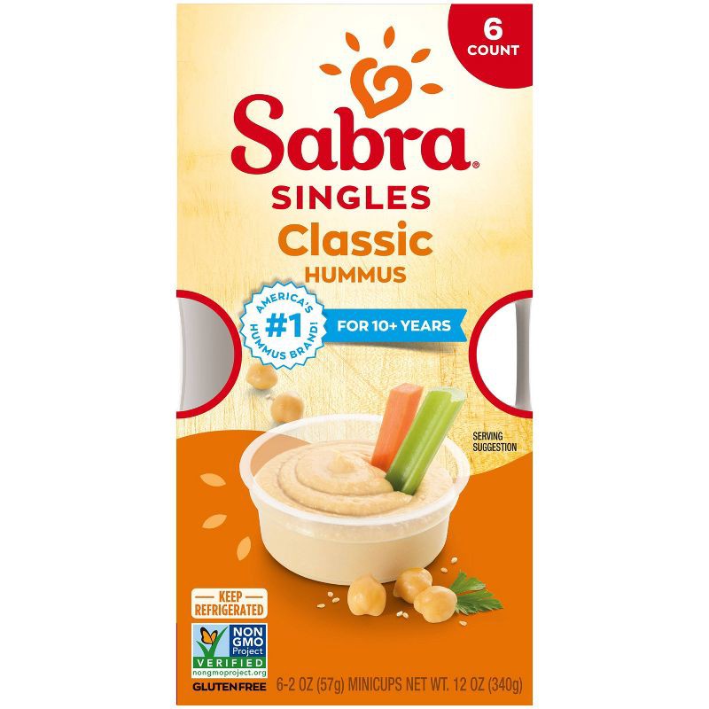 slide 1 of 6, Sabra Classic Hummus Singles - 12oz/6ct, 6 ct; 12 oz