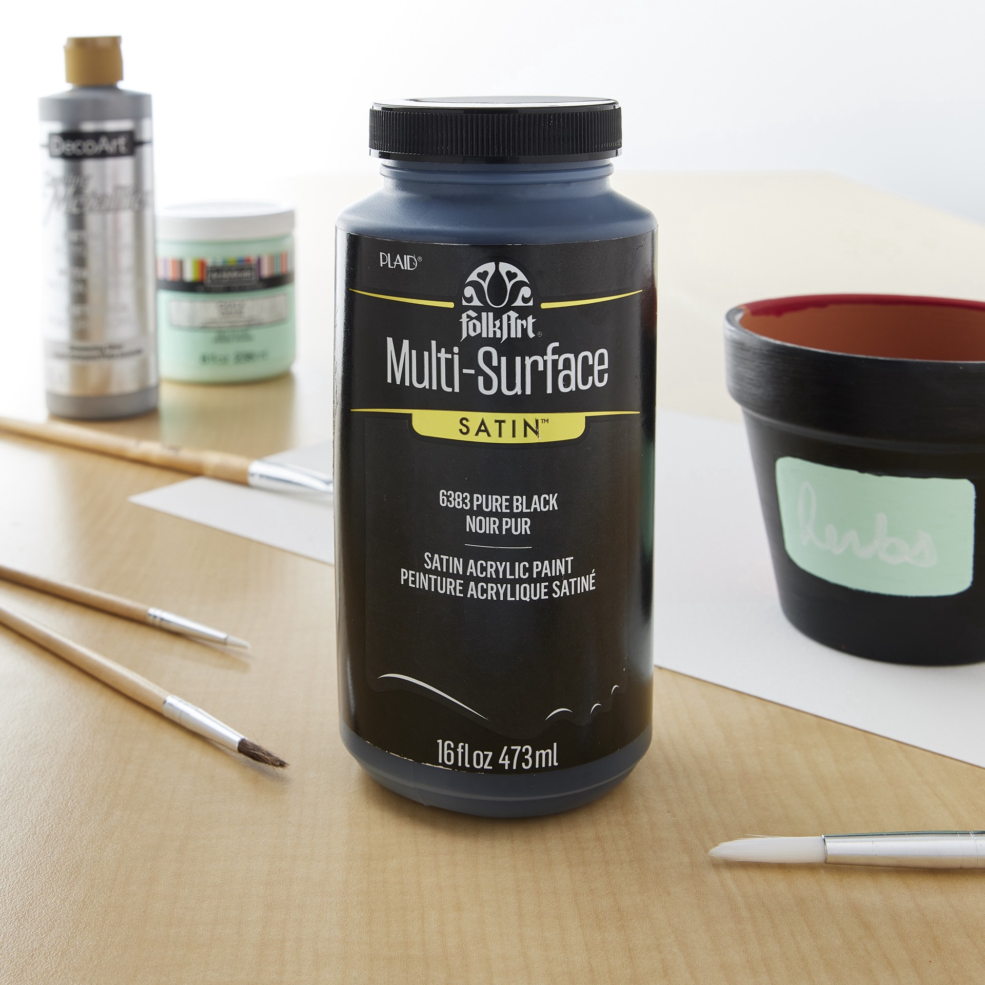 slide 4 of 4, Folkart Multi-Surface Satin Acrylic Paint, 16oz., 16 oz