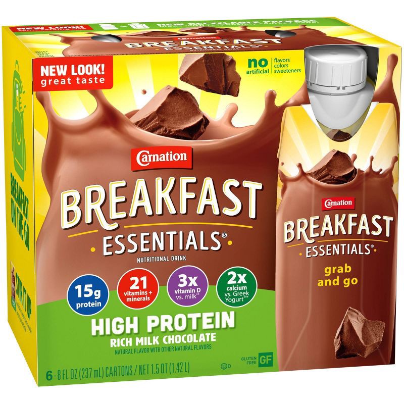 slide 2 of 6, Carnation Breakfast Essentials High Protein Ready to Drink Rich Milk Chocolate - 6ct / 1.5QT, 6 ct, 1.5 qt