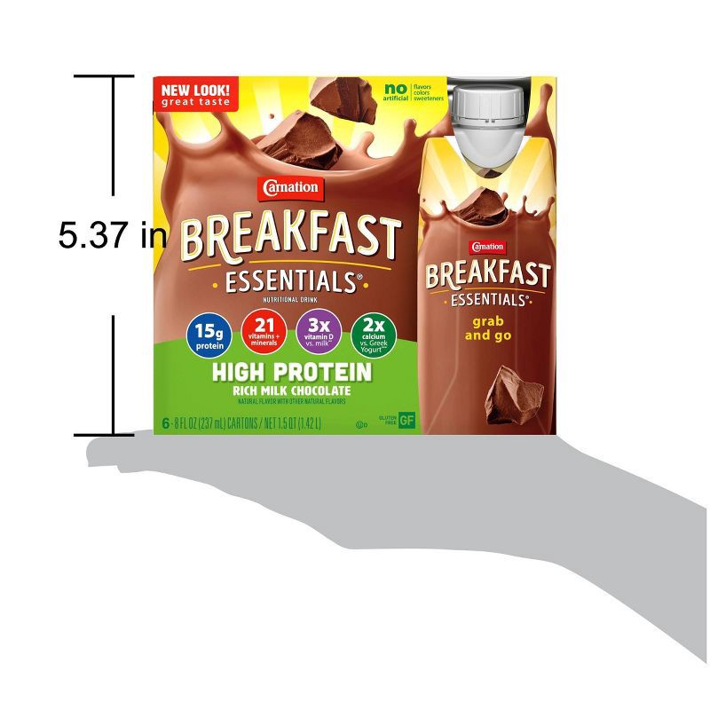 slide 6 of 6, Carnation Breakfast Essentials High Protein Ready to Drink Rich Milk Chocolate - 6ct / 1.5QT, 6 ct, 1.5 qt