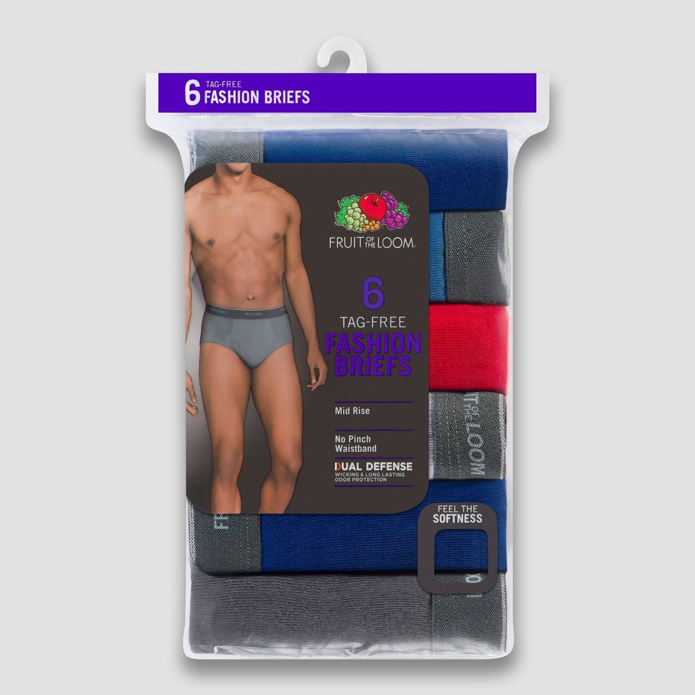 slide 2 of 3, Fruit of the Loom Men's 6pk Briefs - Colors May Vary XL, 6 ct