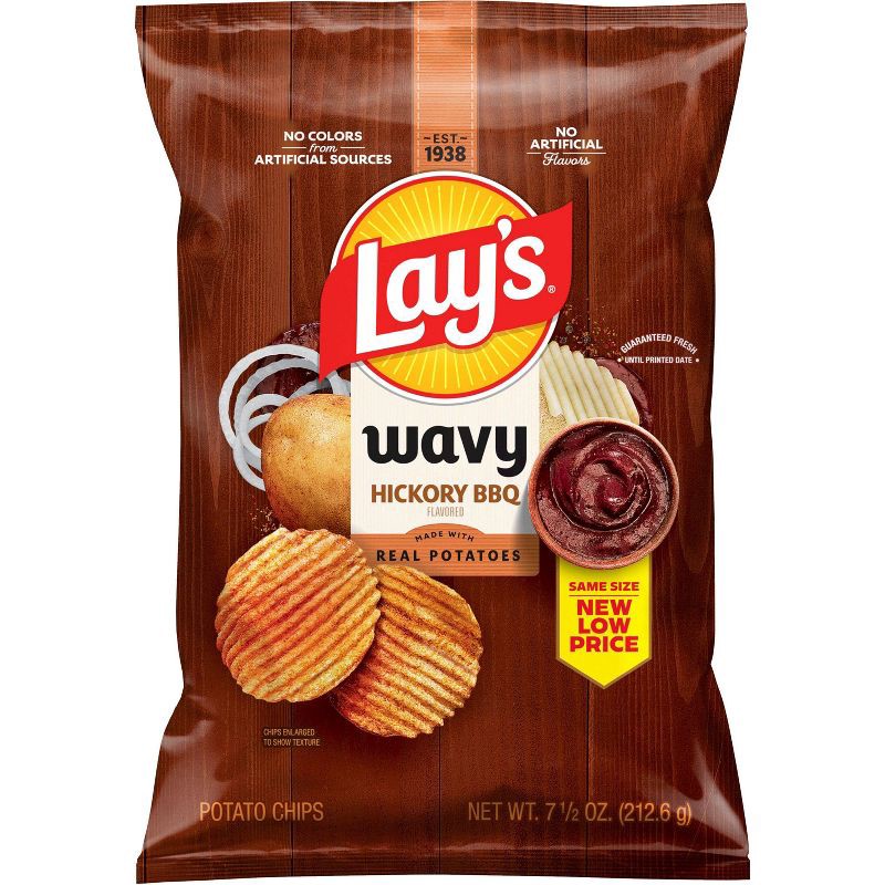 slide 1 of 5, Lay's Wavy Hickory Barbecue Flavored Potato Chips - 7.5oz, 7.5 oz
