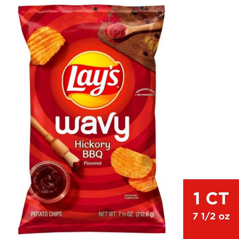 slide 1 of 3, Lay's Wavy Hickory Barbecue Flavored Potato Chips - 7.5oz, 7.75 oz