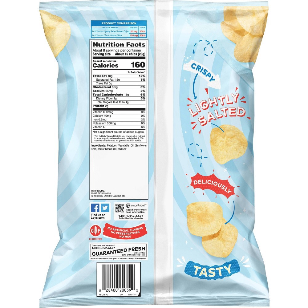 slide 2 of 3, Lay's Lightly Salted Potato Chips Classic 7 3/4 Oz, 7.75 oz