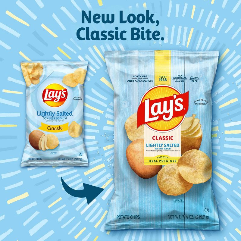 slide 8 of 8, Lay's Lightly Salted Classic Potato Chips - 7.75oz, 7.75 oz