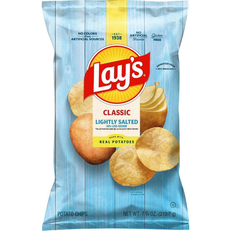 slide 1 of 8, Lay's Lightly Salted Classic Potato Chips - 7.75oz, 7.75 oz