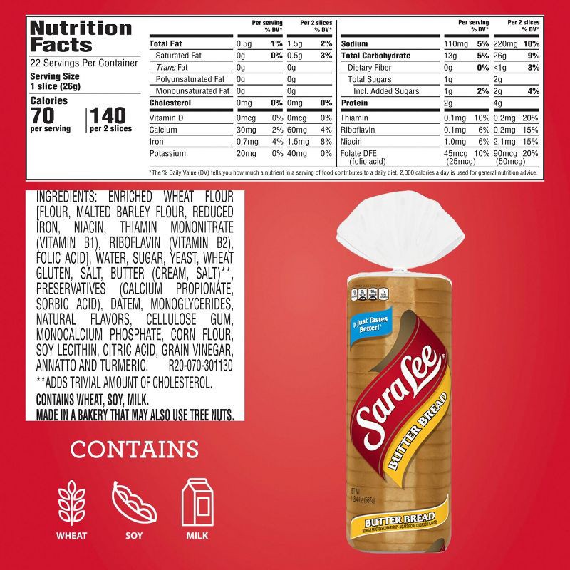 slide 4 of 8, Sara Lee Butter bread - 20oz, 20 oz