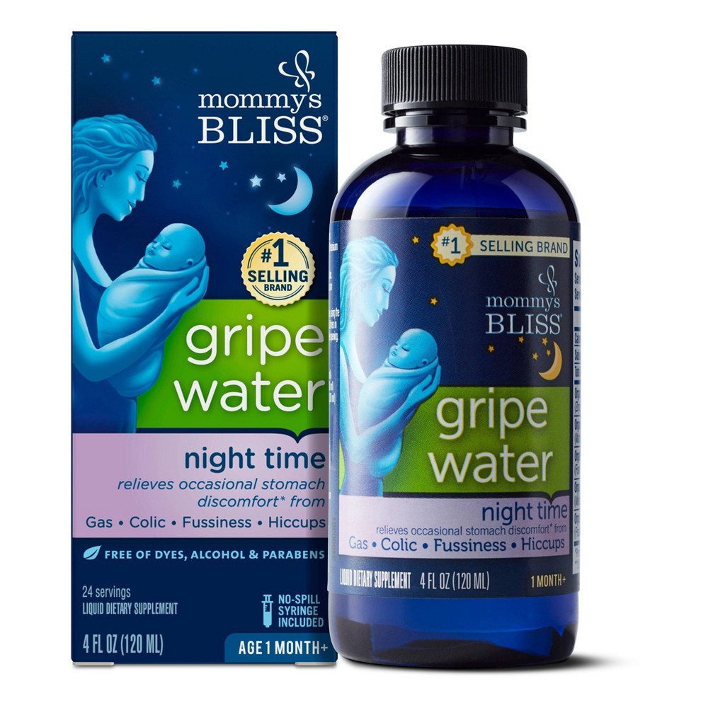 slide 2 of 8, Mommy's Bliss Gripe Water Night Time for Colic, Gas or Stomach Discomfort - 4 fl oz, 4 fl oz
