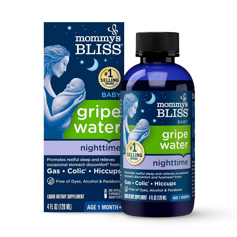 slide 1 of 10, Mommy's Bliss Gripe Water Night Time for Colic, Gas or Stomach Discomfort - 4 fl oz, 4 fl oz