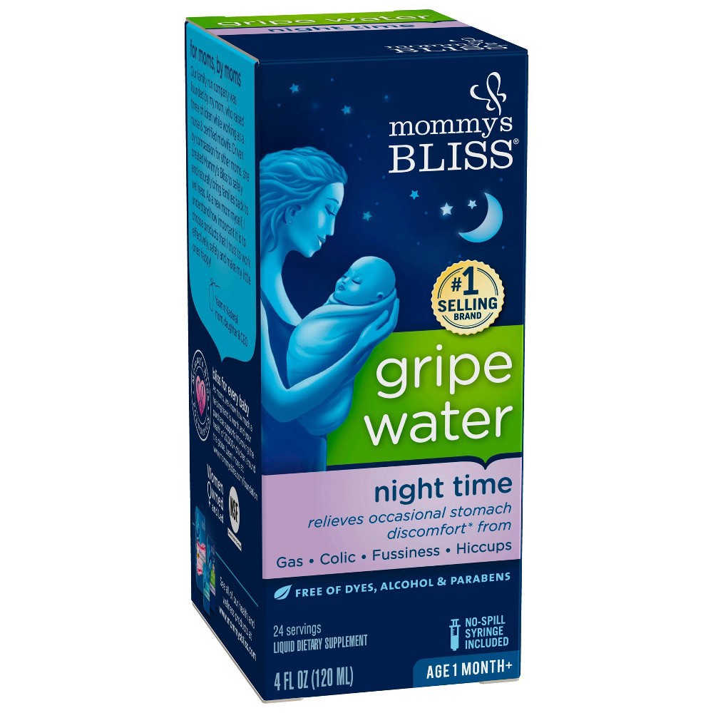 slide 4 of 8, Mommy's Bliss Gripe Water Night Time for Colic, Gas or Stomach Discomfort - 4 fl oz, 4 fl oz