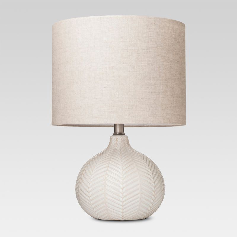 slide 2 of 7, Textured Ceramic Accent Lamp Cream - Threshold™: Herringbone Pattern, No Bulb Included, UL Listed, 1 ct