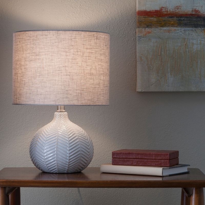 slide 3 of 7, Textured Ceramic Accent Lamp Cream - Threshold™: Herringbone Pattern, No Bulb Included, UL Listed, 1 ct