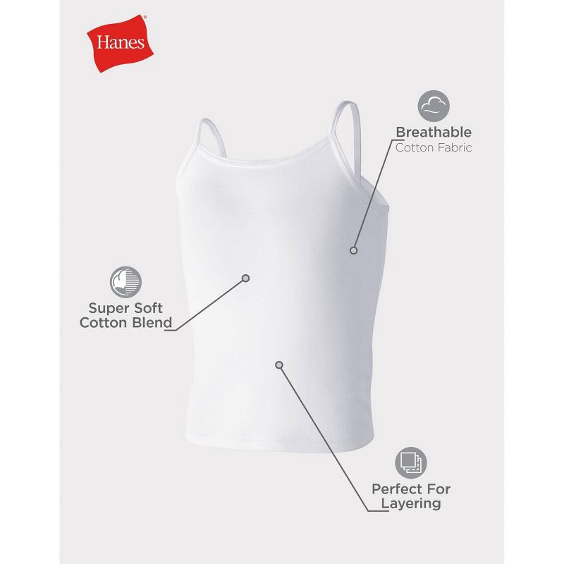 slide 3 of 5, Hanes Girls' 5pk Camisole - White/Gray/Pink M, 5 ct