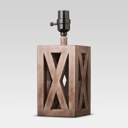 Washed Wood Box Small Lamp Base Brown Includes Energy Efficient Light Bulb - Threshold™