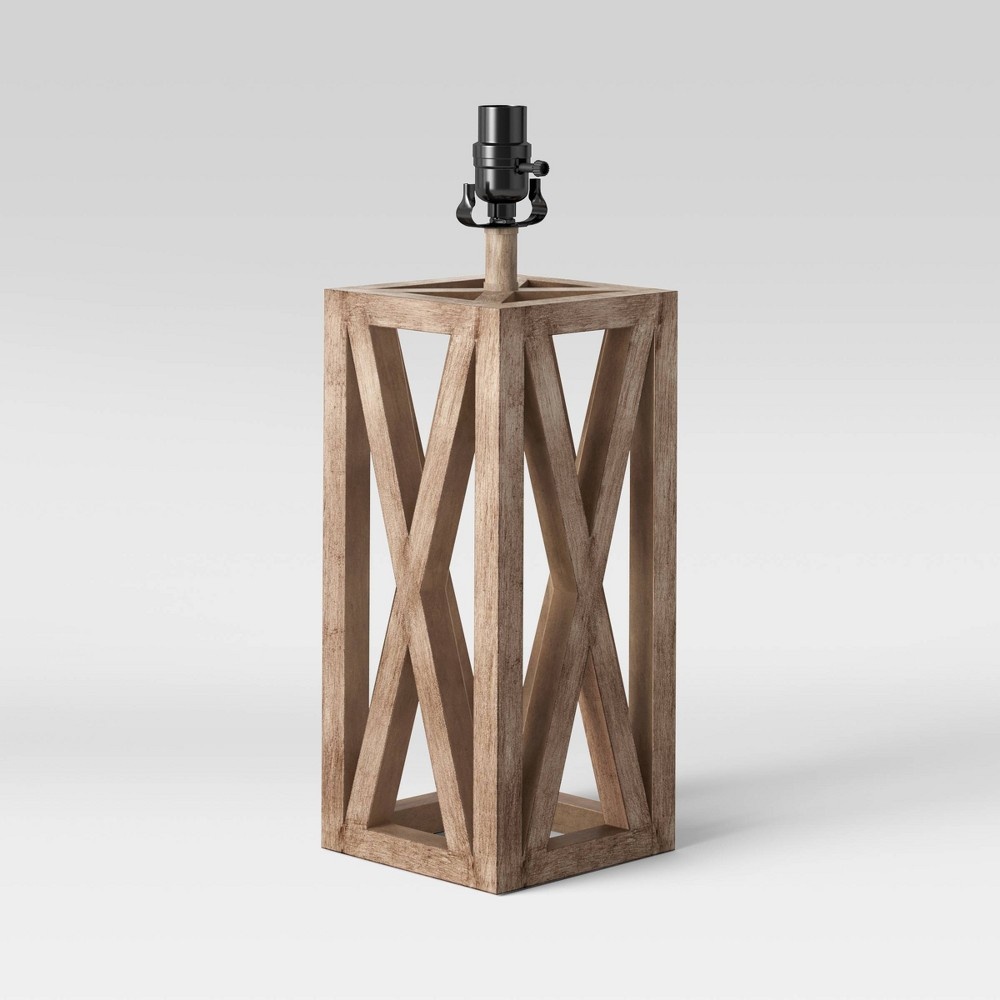 slide 2 of 3, Washed Wood Box Large Lamp Base Brown - Threshold, 1 ct