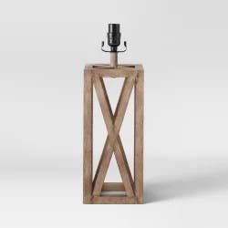 Washed Wood Box Large Lamp Base Brown - Threshold