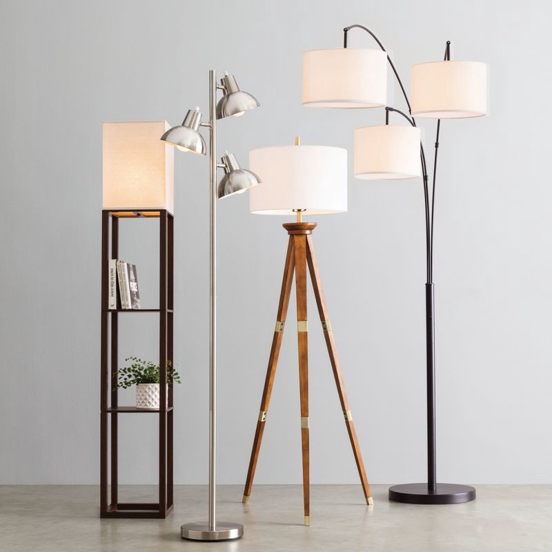 slide 8 of 10, 60"x16" Tripod Floor Lamp Oak Tone Wooden Finish - Threshold™: Elegant Standing Lighting, 3-Way Switch, UL Listed, 1 ct