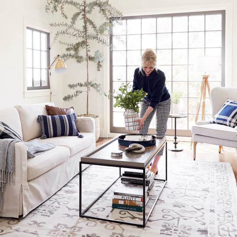 slide 10 of 10, 60"x16" Tripod Floor Lamp Oak Tone Wooden Finish - Threshold™: Elegant Standing Lighting, 3-Way Switch, UL Listed, 1 ct