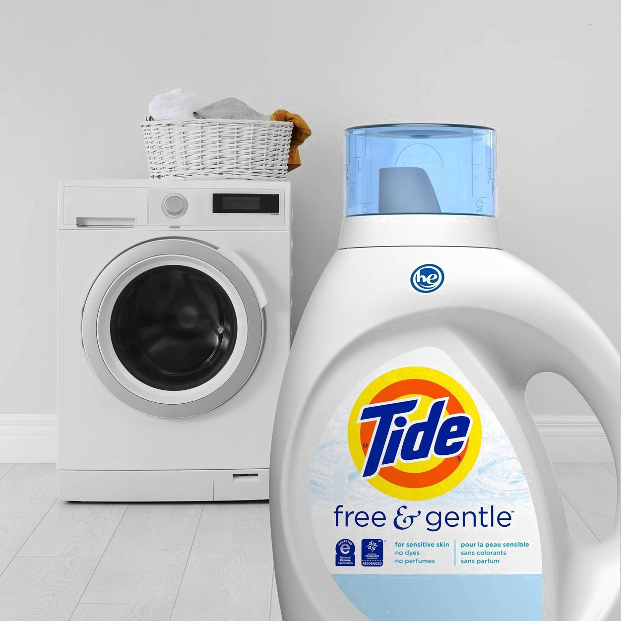 slide 14 of 149, Tide Free & Gentle Liquid Laundry Detergent, 64 loads 92 fl oz, HE Compatible, 2.87 qt