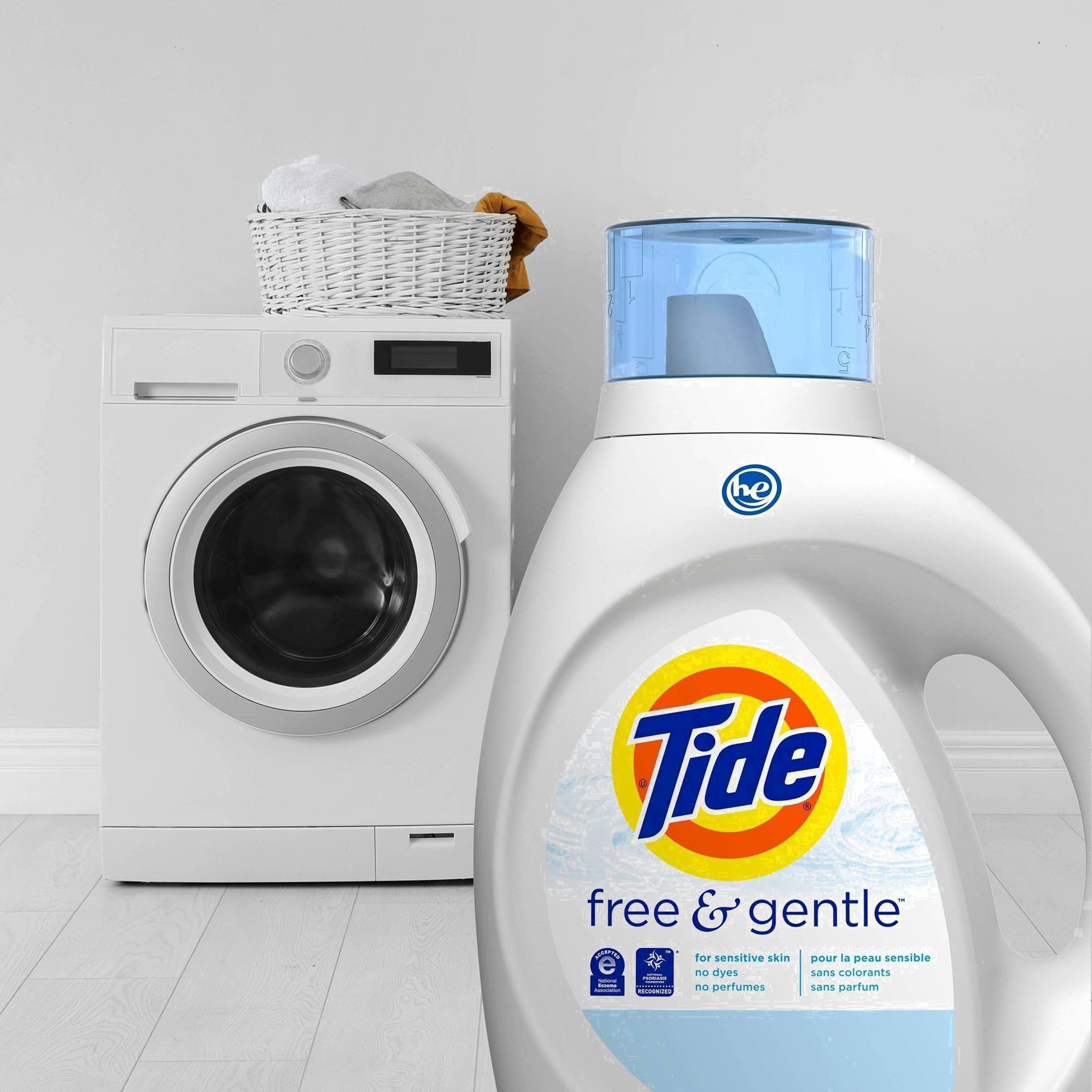 slide 2 of 149, Tide Free & Gentle Liquid Laundry Detergent, 64 loads 92 fl oz, HE Compatible, 2.87 qt