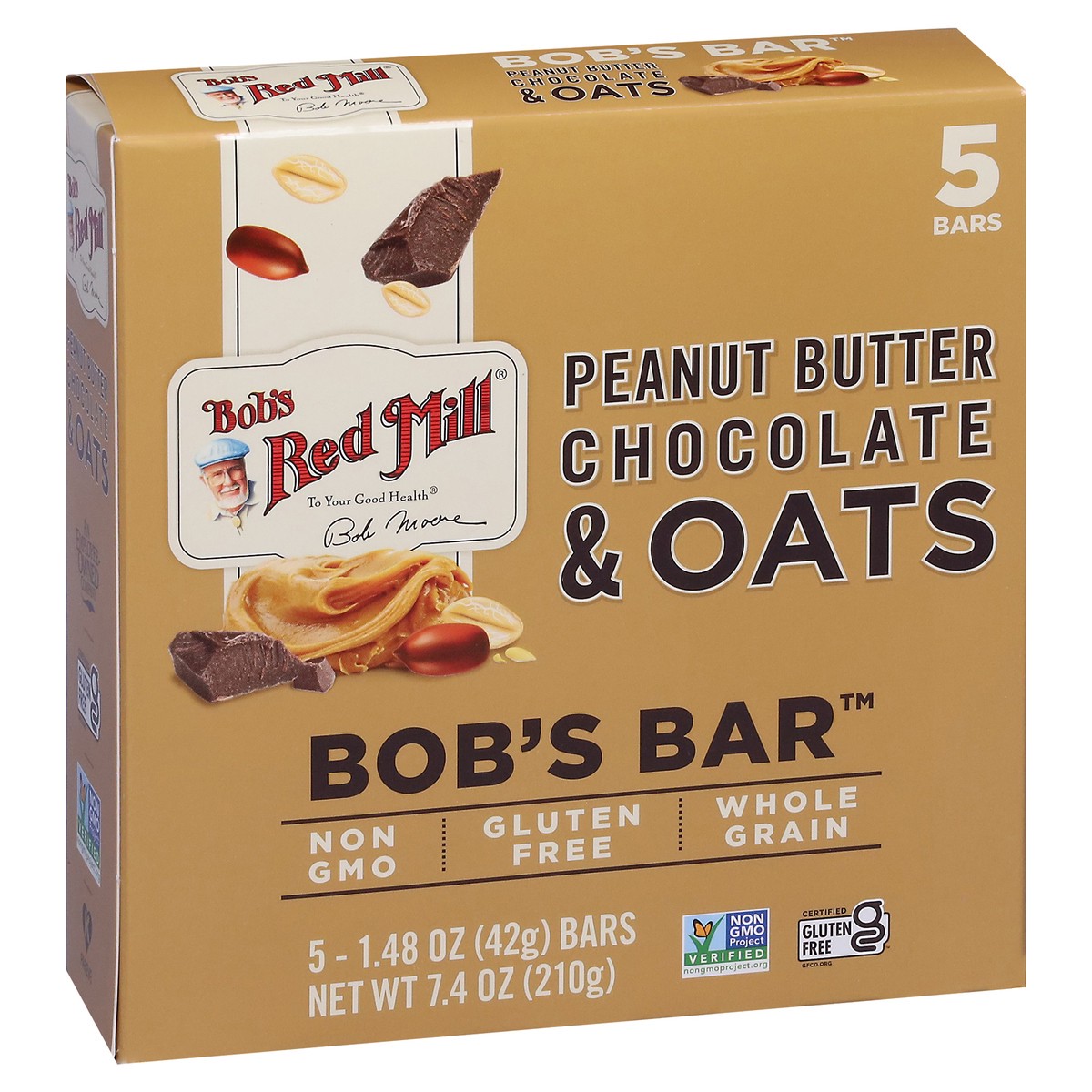 slide 6 of 9, Bob's Red Mill Peanut Butter Chocolate & Oats Bars 5 - 1.48 oz Bars, 5 ct