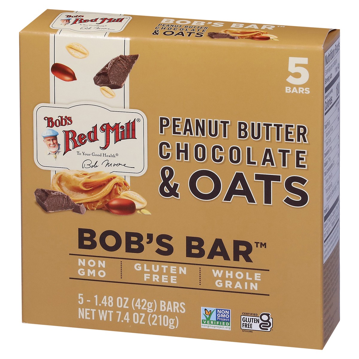 slide 5 of 9, Bob's Red Mill Peanut Butter Chocolate & Oats Bars 5 - 1.48 oz Bars, 5 ct