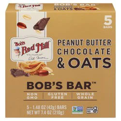 Bob's Red Mill Peanut Butter Chocolate & Oats Bars, 5 - 1.48 oz Bars