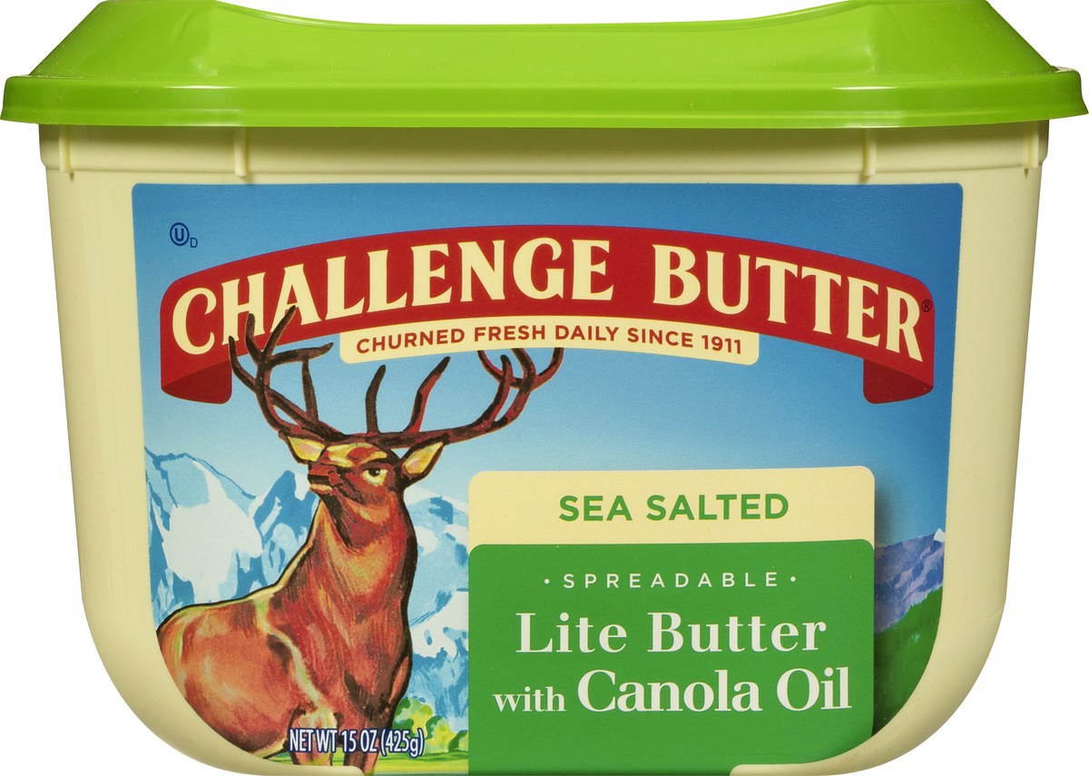 slide 5 of 10, Challenge Dairy, Lite Butter with Canola Oil and Sea Salt, Spreadable, 15 oz