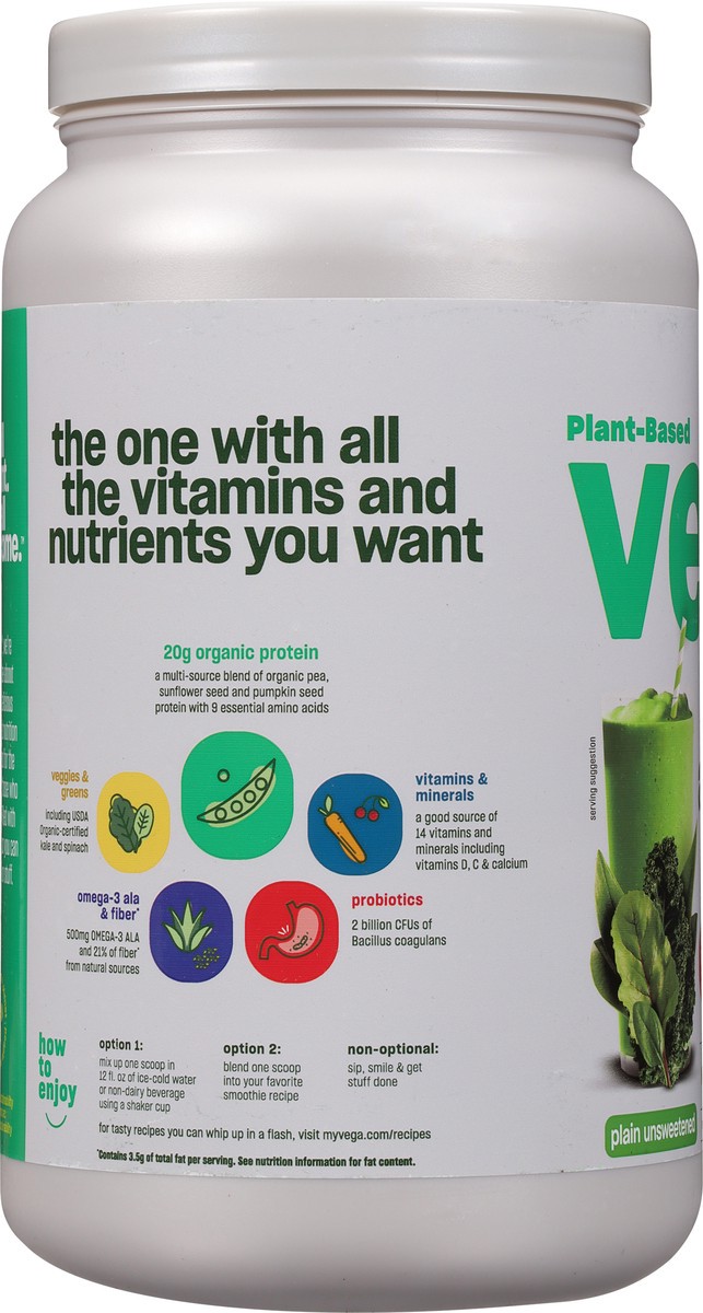 slide 7 of 9, Vega Organic All-In-One Shake Plain Unsweetened Drink Mix 26.9 oz, 26.9 oz