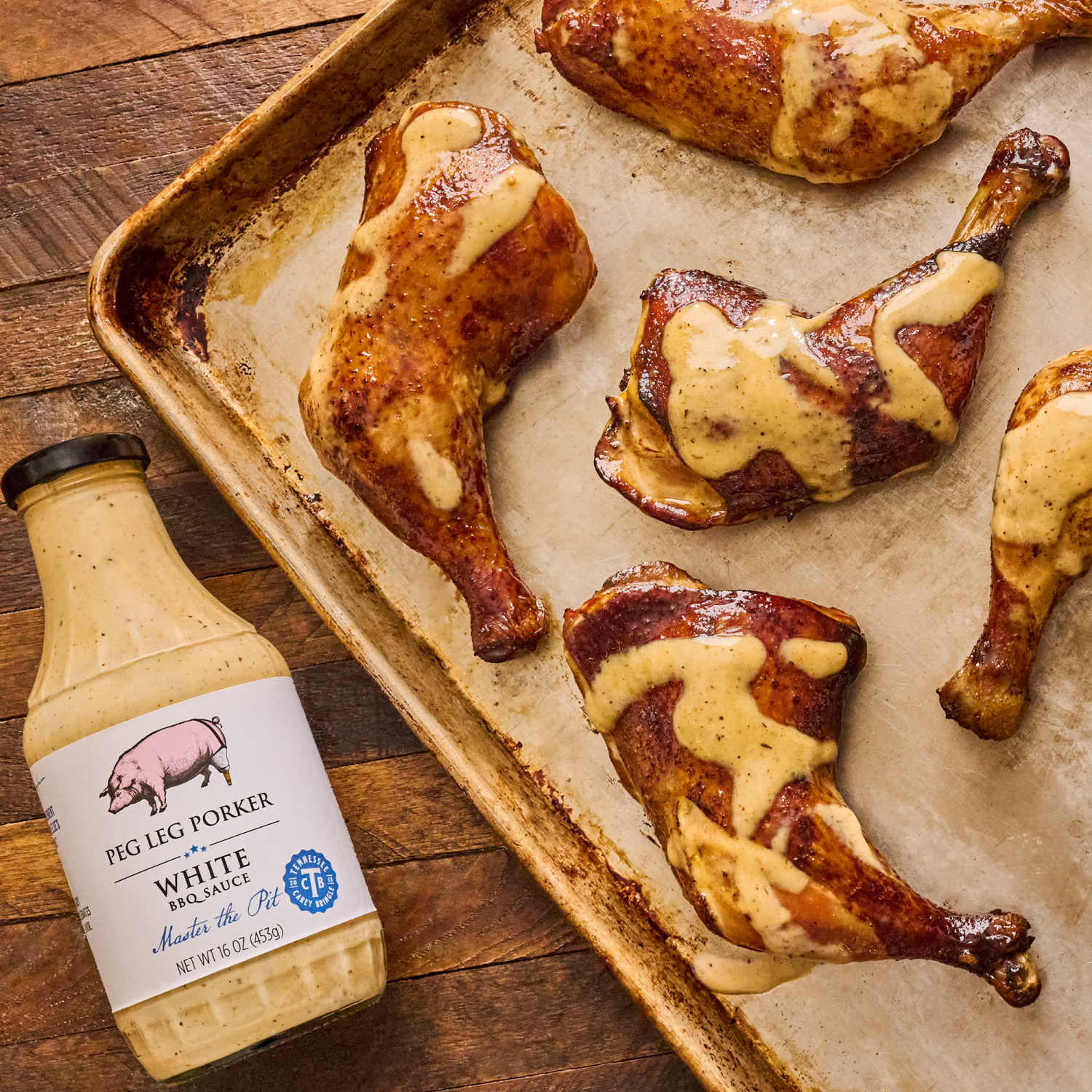 slide 4 of 5, Peg Leg Porker White BBQ Sauce, 18.500 oz, 16 oz