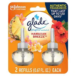Glade Plugins Hawaiian Breeze Scented Oil Air Freshener Refill 2 Count - 1.34 Oz