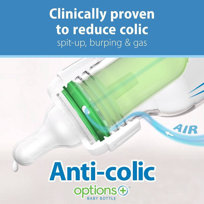 slide 6 of 16, Dr. Brown's 4oz Anti-Colic Options+ Narrow Baby Bottle with Level 1 Slow Flow Nipple - 0m+, 4 oz