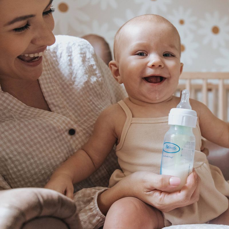 slide 28 of 28, Dr. Brown's 4oz Anti-Colic Options+ Narrow Baby Bottle with Level 1 Slow Flow Nipple & HappyPaci Pacifier - 0m+, 4 oz