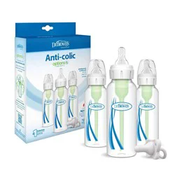 Dr. Brown's 8oz Anti-Colic Options+ Narrow Baby Bottle with Level 1 Slow Flow Nipple & HappyPaci Pacifier - 0m+