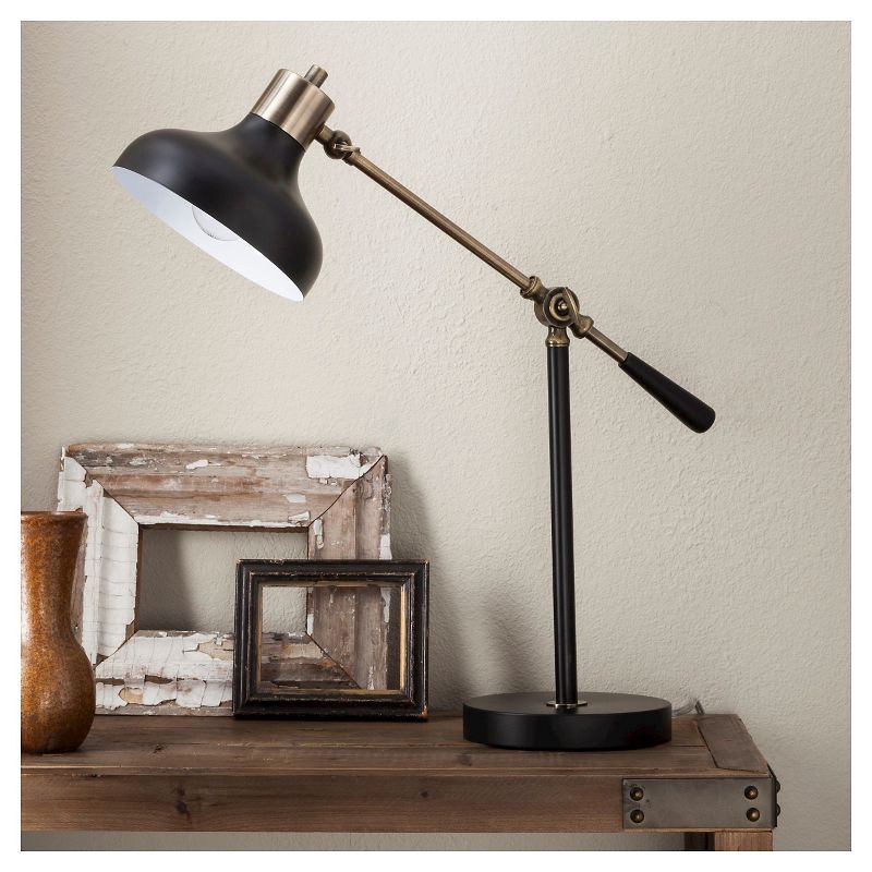 slide 1 of 5, Crosby Schoolhouse Desk Lamp Black - Threshold™: Adjustable Stand, ETL Listed, Metal Shade, No Assembly Required, 1 ct