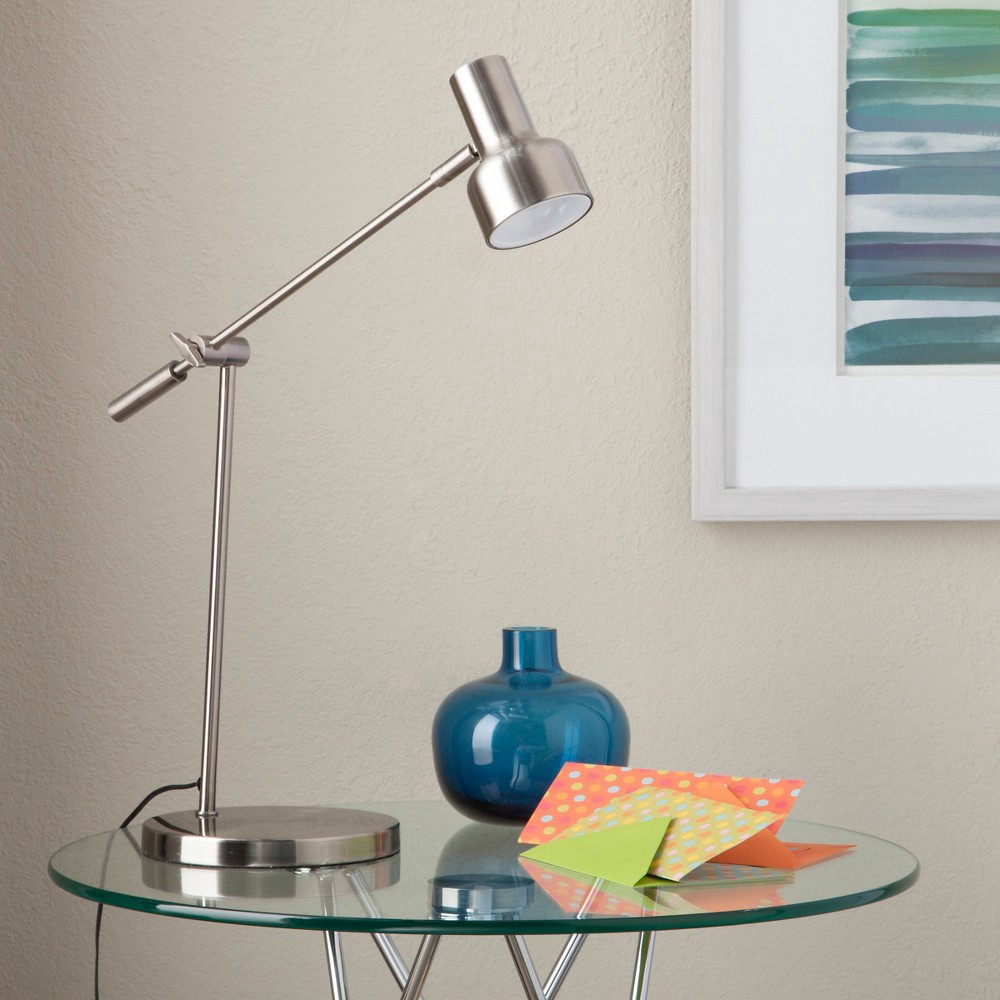 slide 2 of 3, Cantilever Desk Lamp Pewter (Includes LED Light Bulb) - Threshold, 1 ct