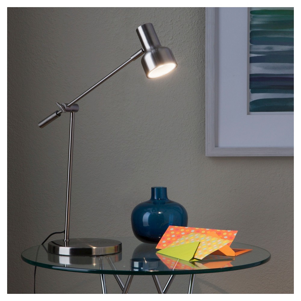 slide 3 of 3, Cantilever Desk Lamp Pewter (Includes LED Light Bulb) - Threshold, 1 ct
