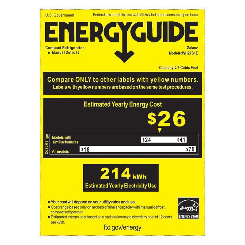 slide 8 of 8, Whirlpool 2.7 cu ft Mini Refrigerator - Stainless Steel - WH27S1E, 1 ct