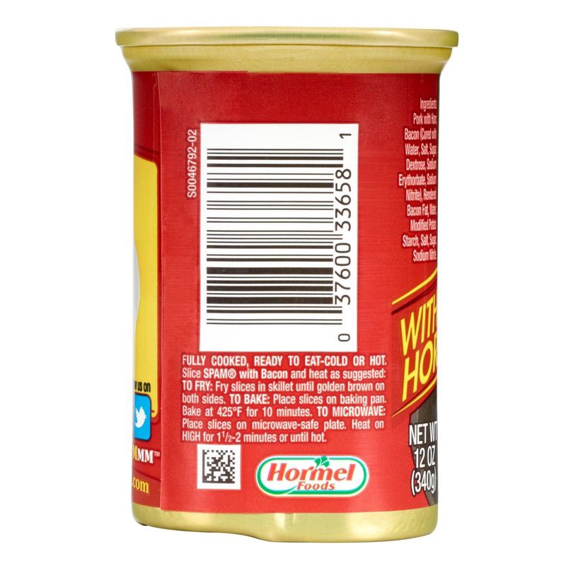 slide 2 of 10, SPAM with Bacon Lunch Meat - 12oz, 12 oz