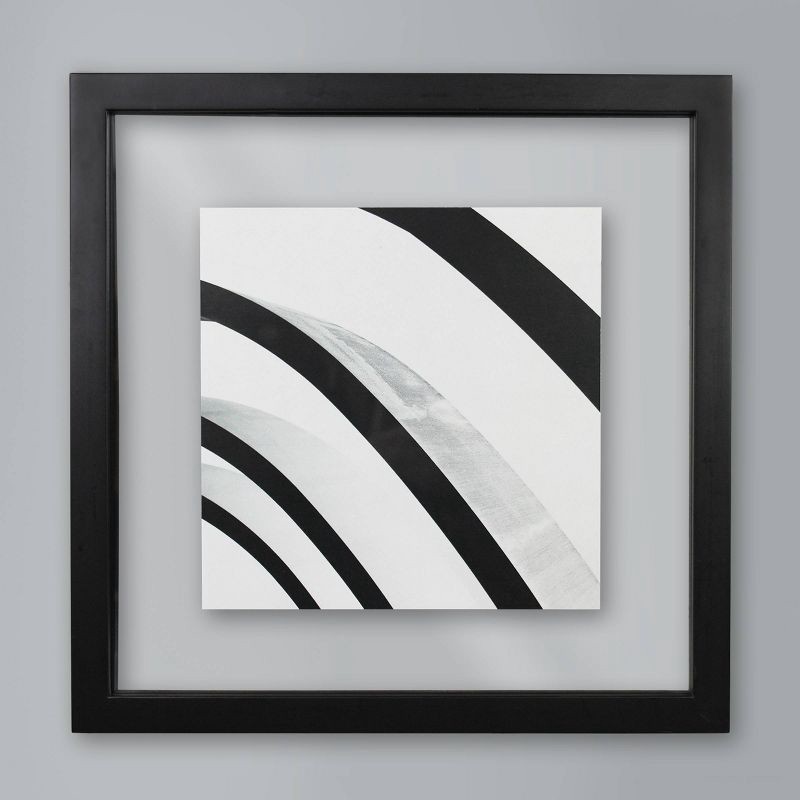 slide 1 of 5, 12" x 12" Matted to 8" x 8" Thin Gallery Float Frame Black - Threshold™: Modern Square Wall Display, MDF, Glass Glazing, 1 ct