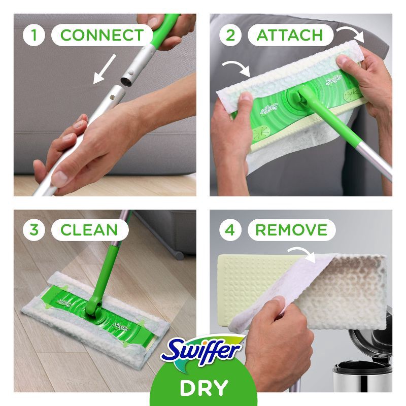 slide 5 of 9, Swiffer Sweeper 2-in-1 Dry + Wet Floor Mopping and Sweeping Kit 1 Sweeper, 7 Dry Cloths, 3 Wet Cloths, 1 ct