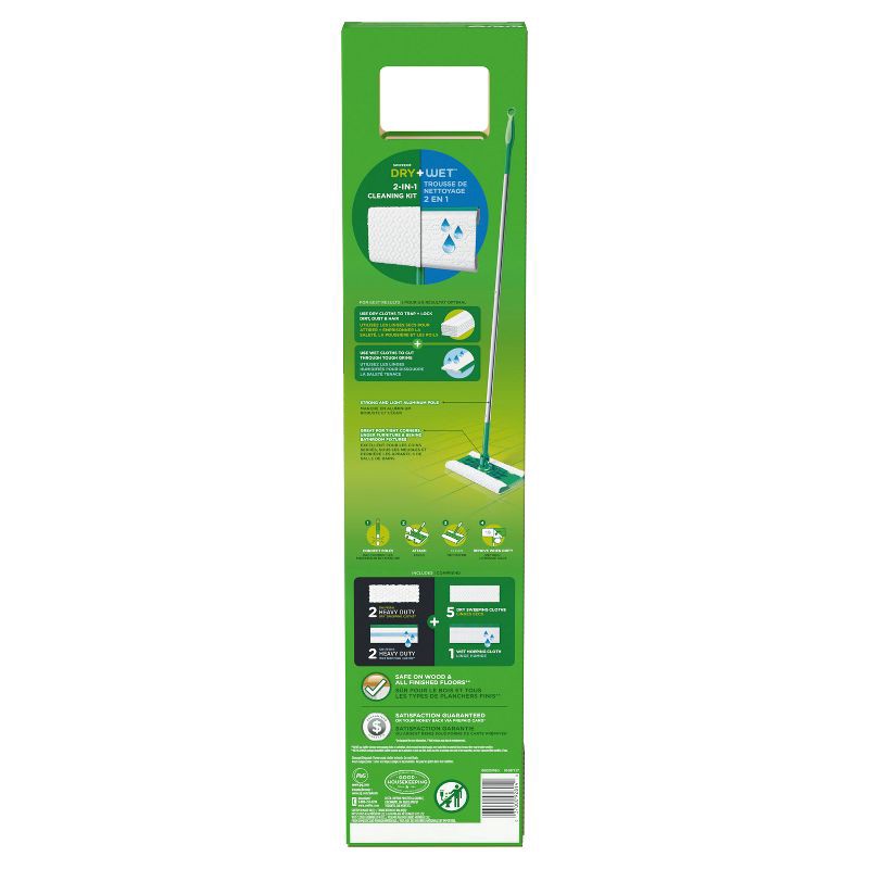 slide 9 of 9, Swiffer Sweeper 2-in-1 Dry + Wet Floor Mopping and Sweeping Kit 1 Sweeper, 7 Dry Cloths, 3 Wet Cloths, 1 ct