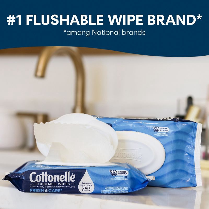 slide 3 of 9, Cottonelle Flushable Wet Wipes - 2pk/42ct, 2 ct, 42 ct